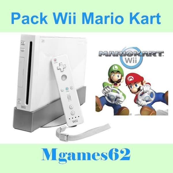 Vit Nintendo Wii-konsol Mario Kart Pack Mgames62- USED