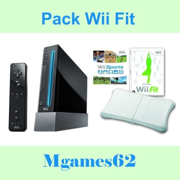 Konsol Wii Nintendo Black + Wii Sports + Wii Fit + Balance Board Mgames62- USED