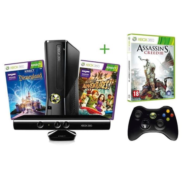 ASSASSIN'S CREED 3 + XBOX 360 4GB + KINECT + ADVENTU- USED