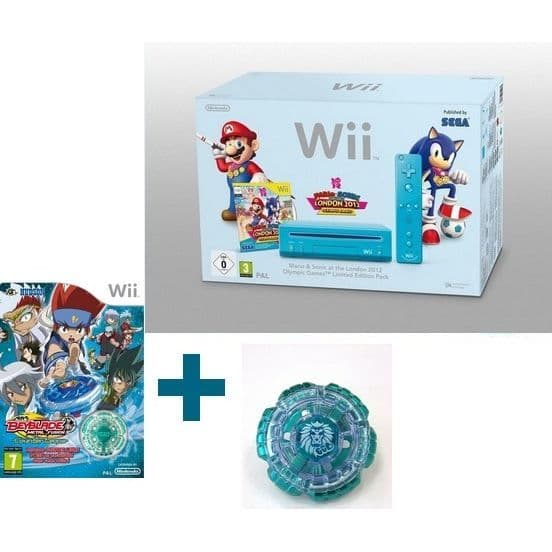 Wii MARIO &amp; SONIC + BEYBLADE+ TOP- USED