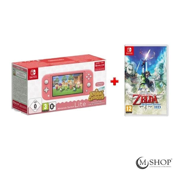 Konsol bärbar - Nintendo - Switch Lite - Korall - Zelda Skyward Sword HD - Animal Crossing- USED