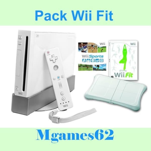 Vit Nintendo Wii-konsol + Wii Sports + Wii Fit + Balance Board Mgames62- USED