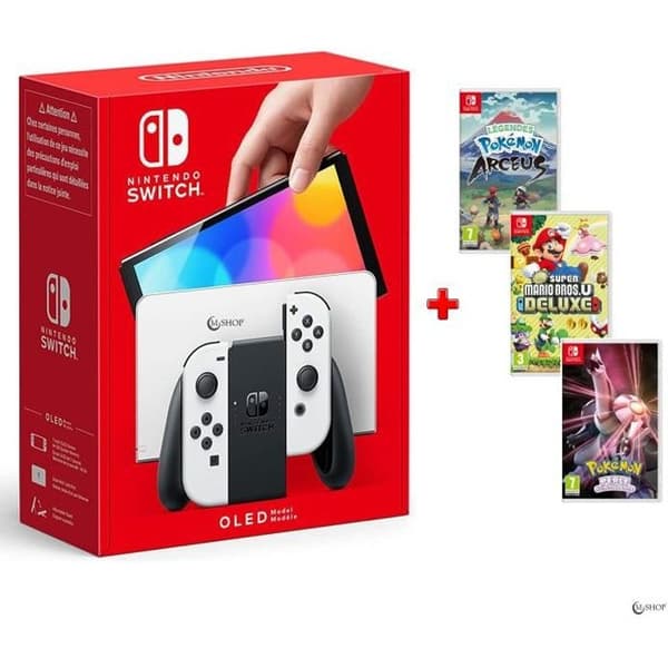 Bärbar konsol - Nintendo - Nintendo Switch OLED - OLED-skärm - Justerbart stöd - 3 spel- USED
