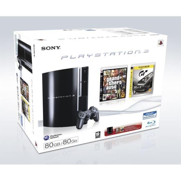 PACK SONY PS3 80 GB + GT 5 Prologue (race) + GTA- USED