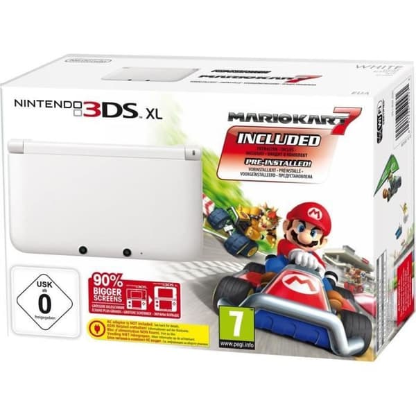 Vit 3DS XL-konsolpaket + Mario Kart 7-spel- USED