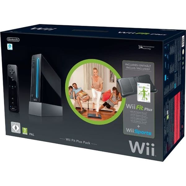 PACK Wii Black + WII FIT PLUS Black- USED