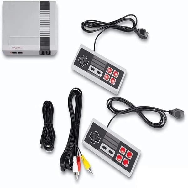 Minispelkonsol två spelkontroller AV-videoutgång inbyggd 620 retrospel stöder två spelare för NES- USED