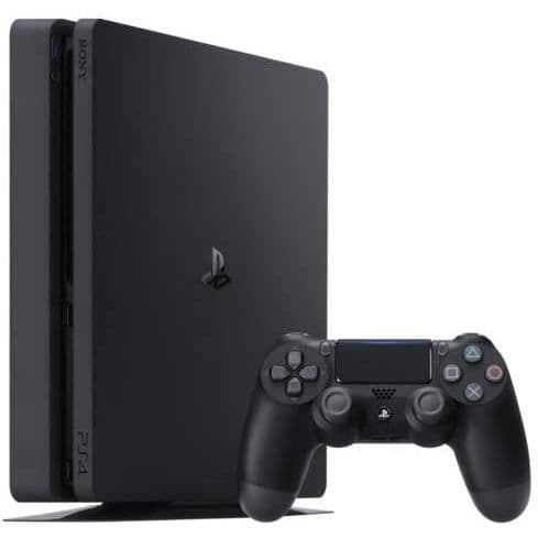 Sony PlayStation 4 Slim 500 GB, med 1 DUALSHOCK 4 V2 trådlös handkontroll, Chassi F, Svart (Jet Black)- USED