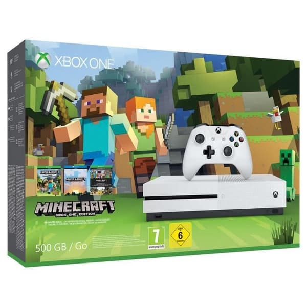 Xbox One Slim 500GB-konsol + Minecraft - Vit - Microsoft- USED