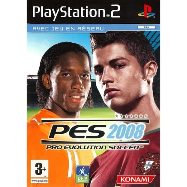 SONY PS TWO PES 2008 NY DESIGN / PS2-konsol - PES 2008-spel ingår - Svart- USED