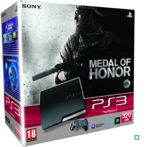 Vardagsrumskonsol - Sony - PS3 Slim - 320 GB - Svart - Pack med Medal of Honor- USED