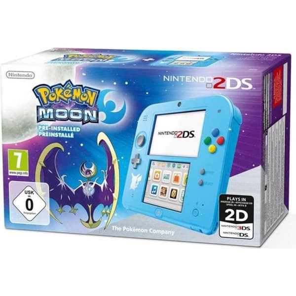 2DS Blue + Pokémon Moon Game förinstallerat- USED