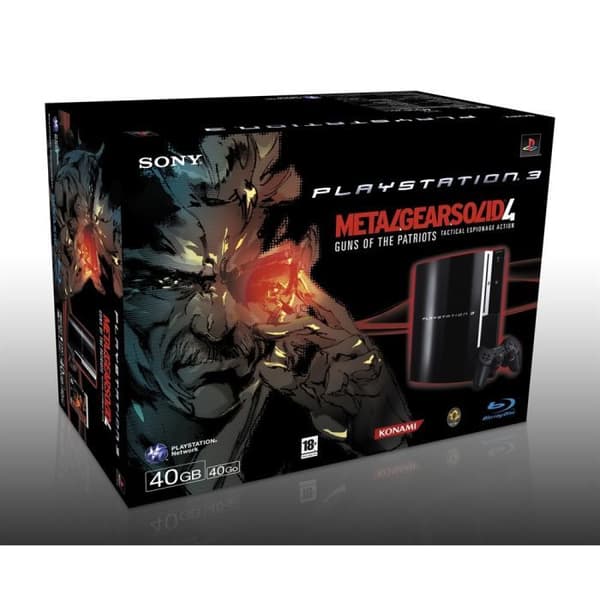 Sony PlayStation 3 / PS3 + Metal Gear Solid 4-konsol - Sony - Full HD - Blu-Ray - 40 GB - Bundle - Svart- USED