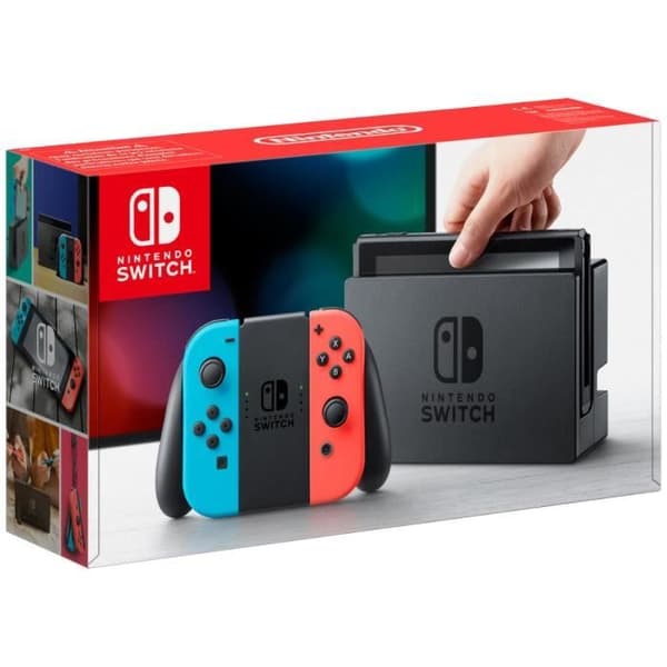 Nintendo Switch-konsol • Neonblå &amp; Neonröd- USED
