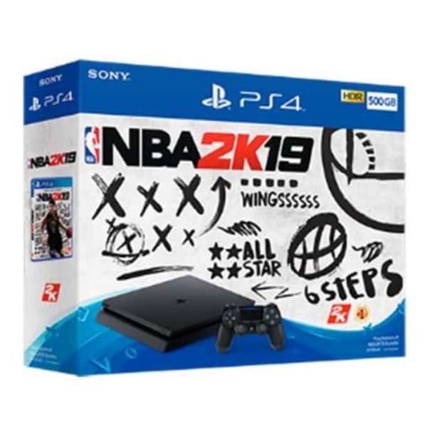 PS4 500 GB-konsol - Svart - NBA 2K19 - 14-dagars PSN-prenumeration- USED