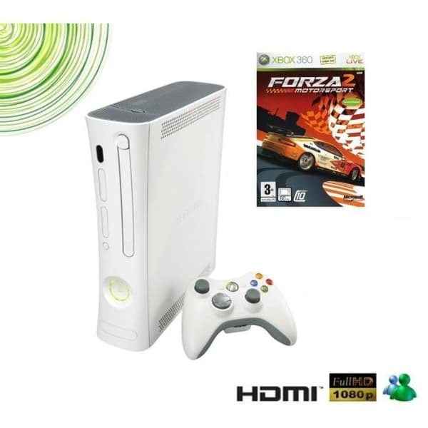 Renoverad Xbox 360 Arcade-konsol + Forza Motorsport 2 - Microsoft - Vit - Arkadspel ingår- USED