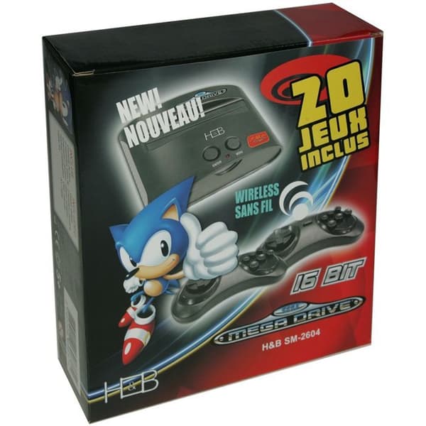 KONSOLL + KONTROLL SEGA MEGA DRIVE, 20 spel ingår- USED