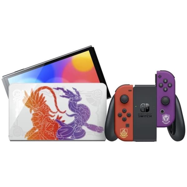 Nintendo Switch-konsol - OLED-modell • Pokémon Violet &amp; Scarlet Limited Edition- USED