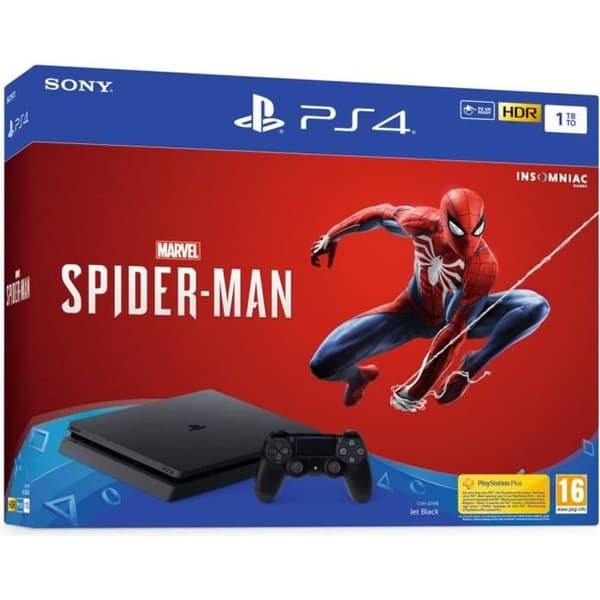 Console PS4 Slim 1TB Black/Jet Black + Marvel's Spider-Man - Officiell PlayStation- USED