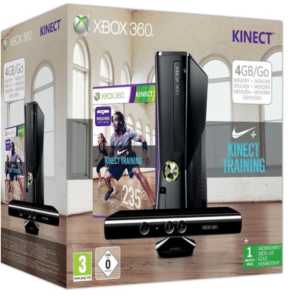 PACK XBOX 360 4GB + KINECT + NIKE- USED