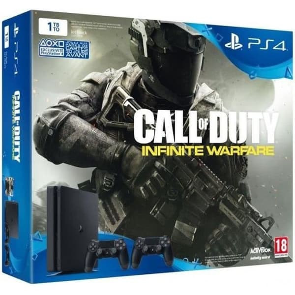 Ny PS4 Slim 1TB + Call of Duty Infinite Warfare + 2nd DualShock 4 Controller Black- USED