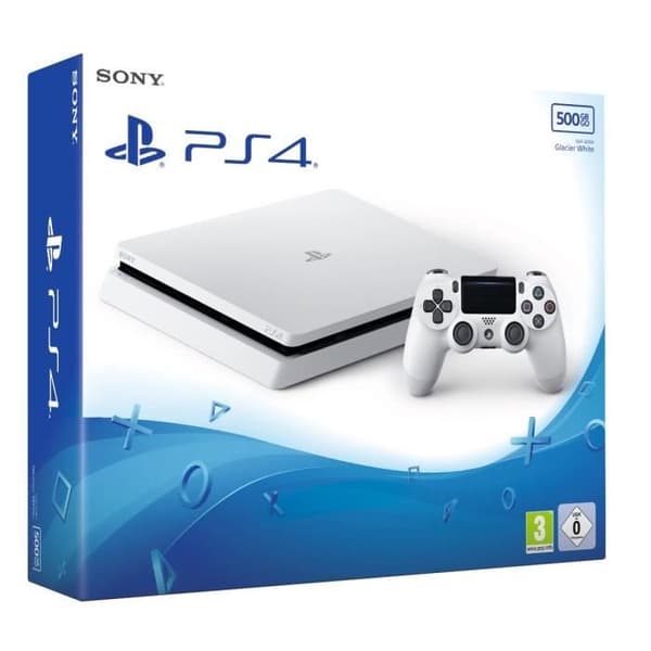 PS4 Slim 500 GB White/Glacier White Console - E-chassi - PlayStation Official- USED