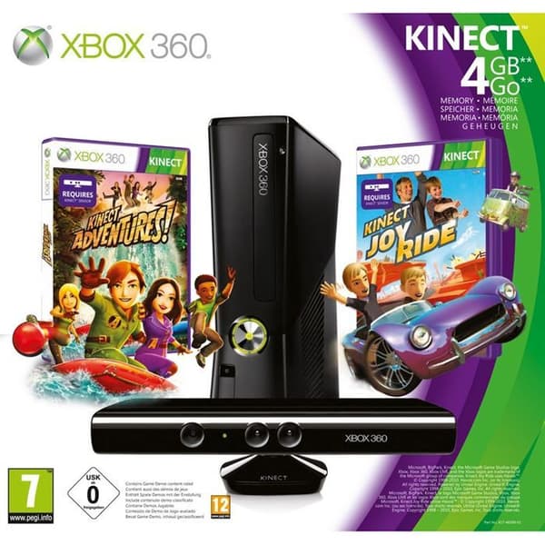 X360 4GB KINECT+KINECT ADVENTURES+KINECT JOY RIDE- USED
