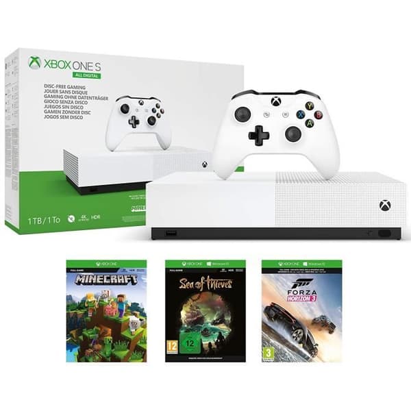 Xbox One S 1TB-konsol, All-Digital Edition (Discless Play)- USED