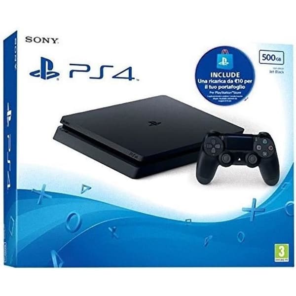 KONSOLL SONY PS4 SLIM 500GB+ PSN-KORT 10 EUR- USED