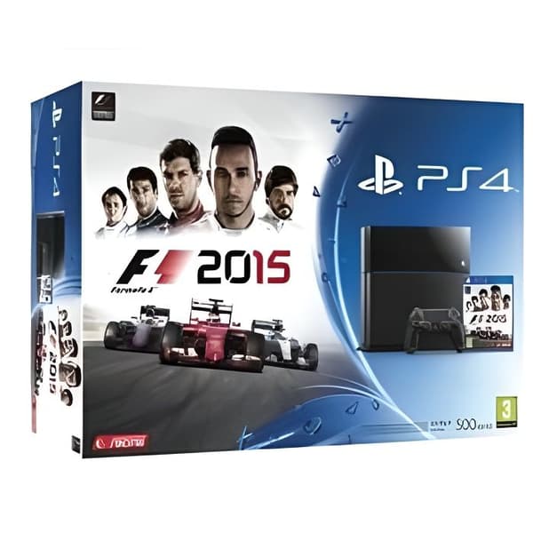 Playstation 4 500 GB Black Console - PS4 - F1 2015-spel - Standard- USED