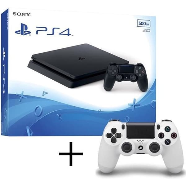 Hemkonsol - Sony - PS4 Slim 500GB - Vit - 1 handkontroll - Vit Dualshock 4 erbjudande- USED