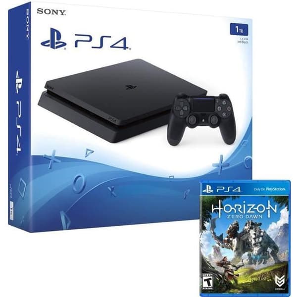 PS4 Slim 1TB-konsol + Gratis Hoziron Zero-spel - Sony - Svart - Stor lagringskapacitet- USED