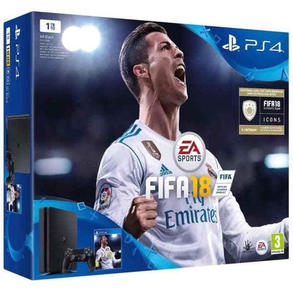 Sony Computer Entertainment Sony PlayStation 4 Slim (1TB) + FIFA 18: Ronaldo Edition- USED