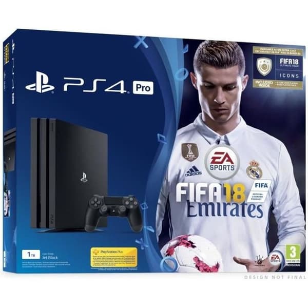 Hemkonsol - Sony - PS4 Pro - 1TB - Svart - FIFA 18-paket- USED