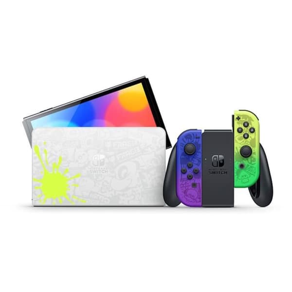 Nintendo Switch OLED Limited Edition Splatoon 3-konsol (Hong Kong-version + UK-FR-adapter)- USED