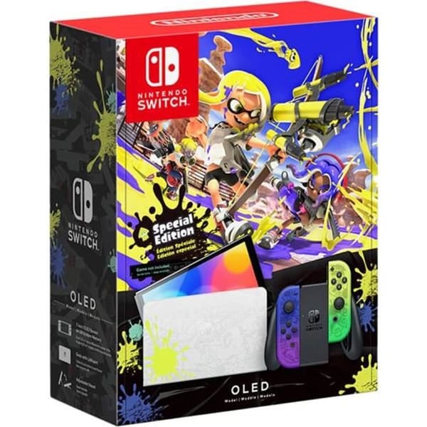 Nintendo Switch OLED Limited Edition Splatoon 3-konsol (Hong Kong-version + UK-FR-adapter)- USED