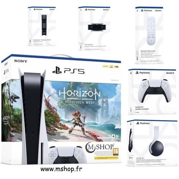 PlayStation 5 Console Pack - Horizon Forbidden West ALL in One - Sony - Vit - 825 GB - Hemkonsol - PS5- USED