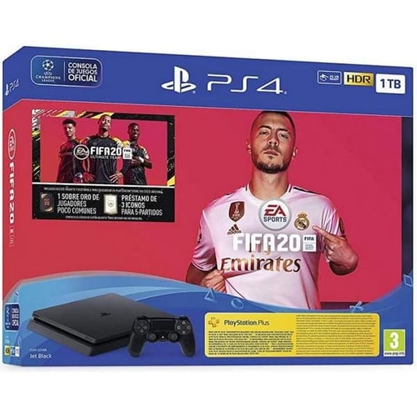 Sony PlayStation 4 Slim 1TB spelkonsol med FIFA 20 Ultimate Team och PS Plus 14 Days - Svart- USED