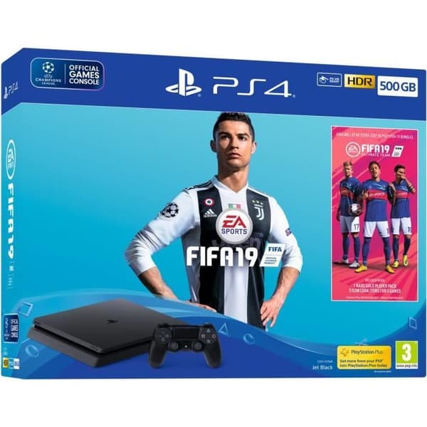 Pack PS4 500 GB Black + FIFA 19- USED