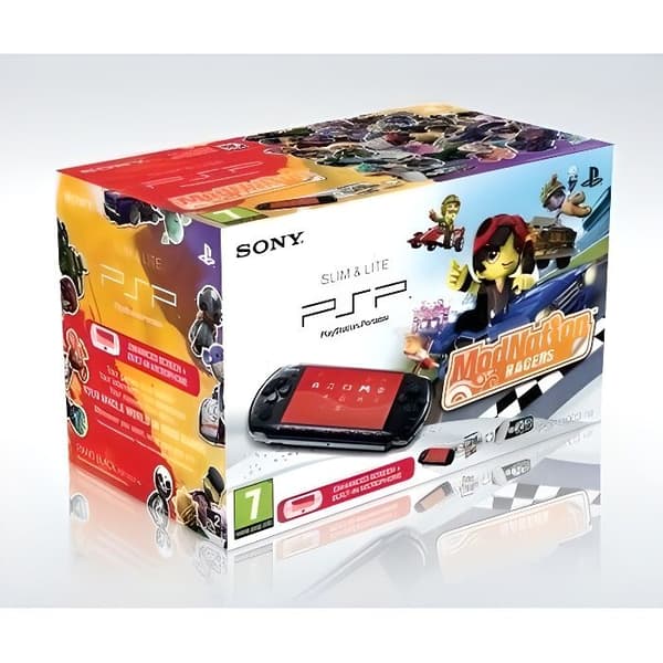 Svart PSP 3000-konsol med Sony ModNation Racers-spel- USED