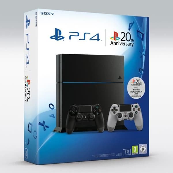 Vardagsrumskonsol - Sony - PS4 1 TB Svart - 20-årsjubileum - Paket med andra handkontroll- USED