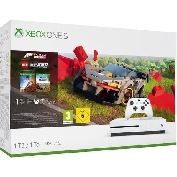 Xbox One S 1 TB Forza Horizon 4 + LEGO DLC + 1 månads provversion till Xbox Live Gold och Xbox Game Pass- USED