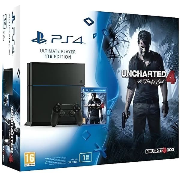 PS4 1TB + Uncharted 4: A Thief's End- USED