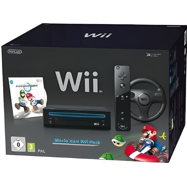 Packa Mario Kart + Black Wii-konsol- USED