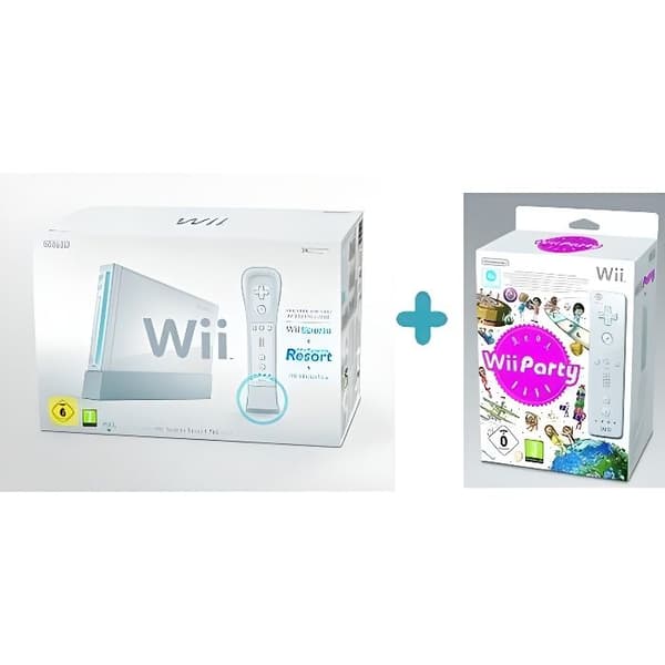 WHITE SPORTS+Wii PARTY Wii-konsol- USED