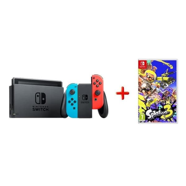 NINTENDO SWITCH NEON + SPLATOON 3 KONSOL- USED
