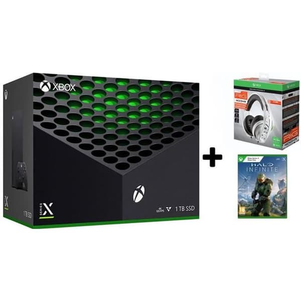 Xbox Series X Bundle + RIG 400HX Headset + Halo Infinite- USED