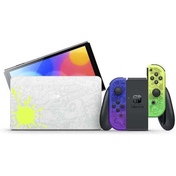 Nintendo Switch-konsol OLED-modell Splatoon 3 Edition - Japansk kompatibel med europeiska spel, säljs med nätadapter- USED