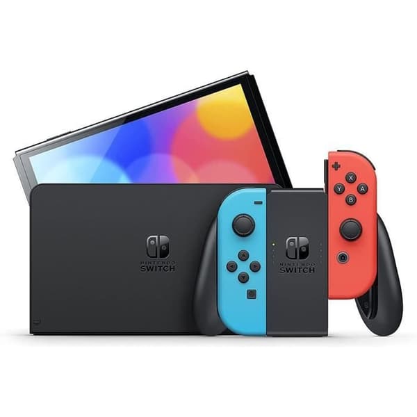 Hemkonsol - Nintendo - Switch OLED-modell - 64 GB - Bluetooth - Neonblå &amp; Neonröd- USED