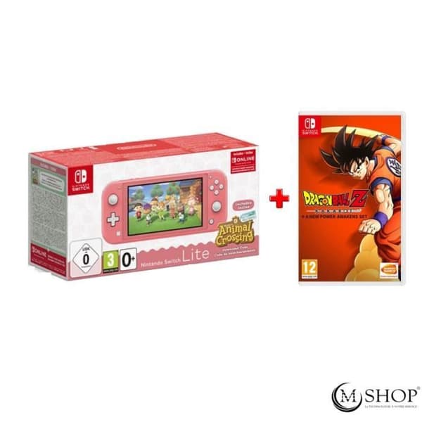 Konsol bärbar - Nintendo - Switch Lite - Korall - Animal Crossing - 32 Go - Dragon Ball Z Kakarot- USED
